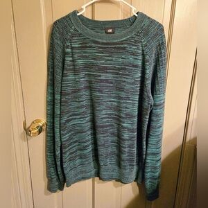 H & M Men’s Crewneck Sweater | Large (Green & Black)